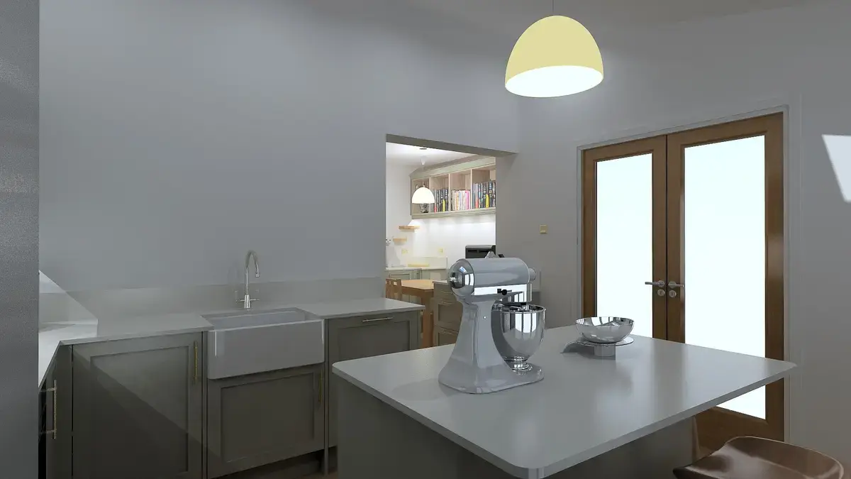 Shaker style kitchen painted sage green - illustration 6