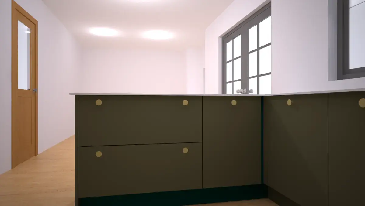 kitchen design illustration showing peninsula configuration