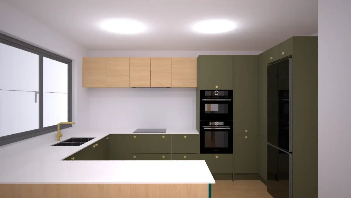 kitchen design illustration showing 575mm high wall units