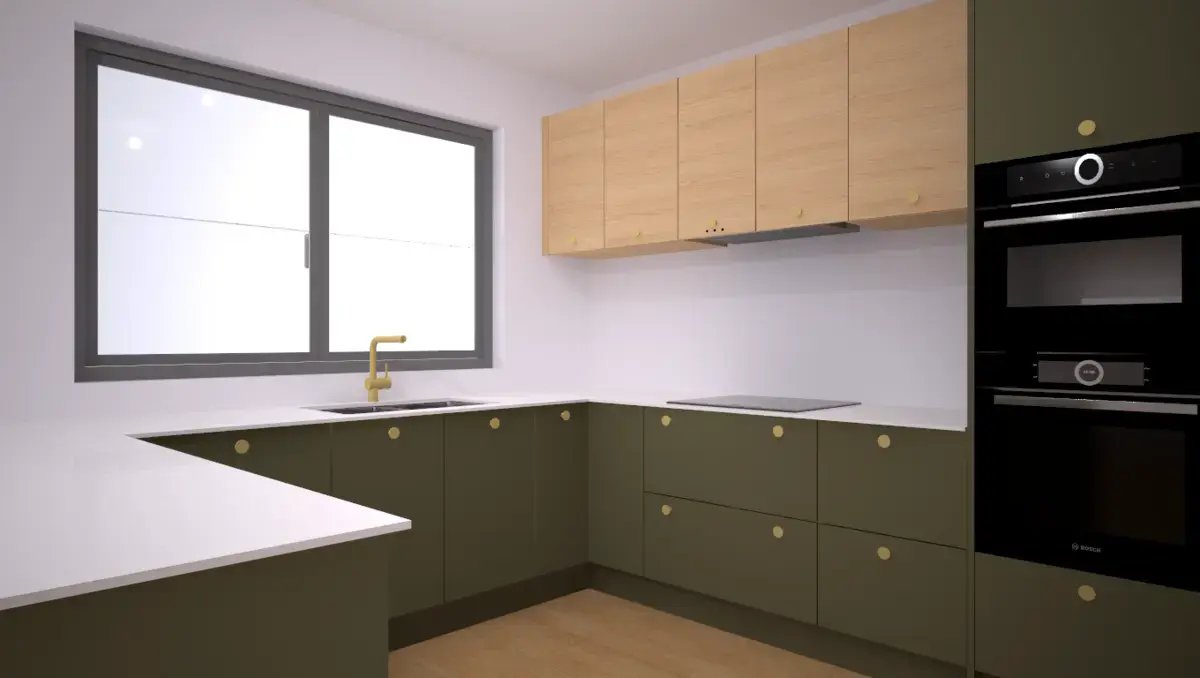 Illustration showing reconfigured hob and pan drawer units